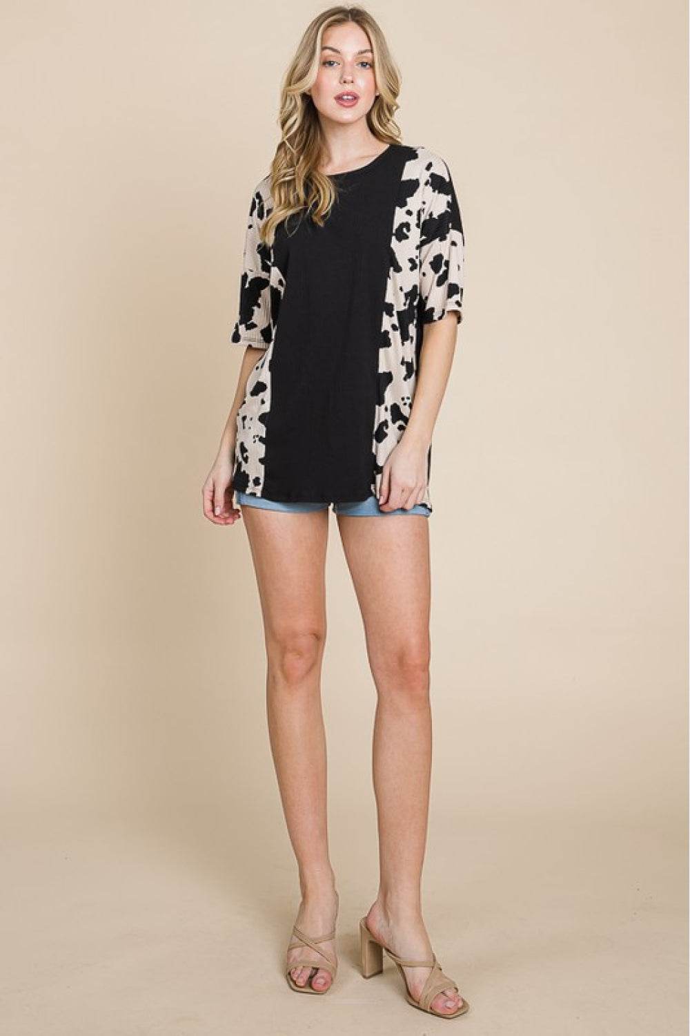 BOMBOM Rodeo Love Ribbed Animal Contrast Tee - MimiStylez