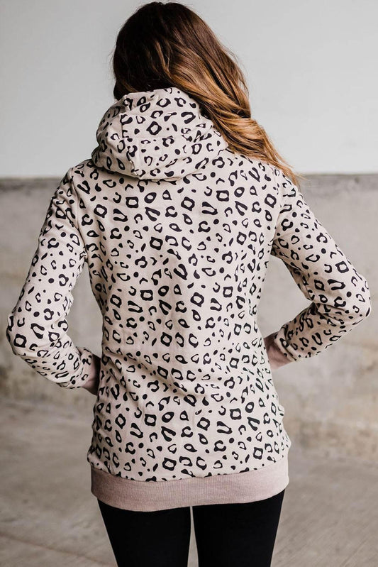 Leopard Print Long Sleeve Hoodie - MimiStylez