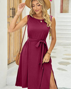 Tied Round Neck Sleeveless Dress - MimiStylez
