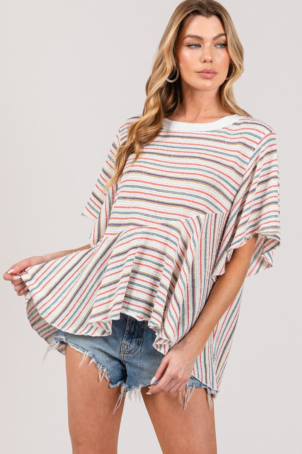 SAGE + FIG Full Size Round Neck Stripe Top