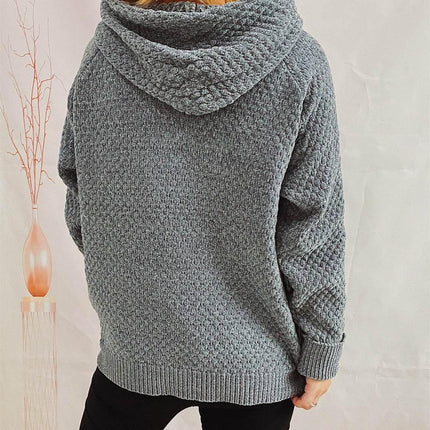 Drawstring Long Sleeve Hooded Sweater - MimiStylez