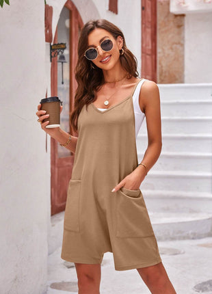Spaghetti Strap Romper with Pockets - MimiStylez