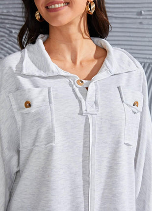 Exposed Seam Collared Neck Sweatshirt - MimiStylez
