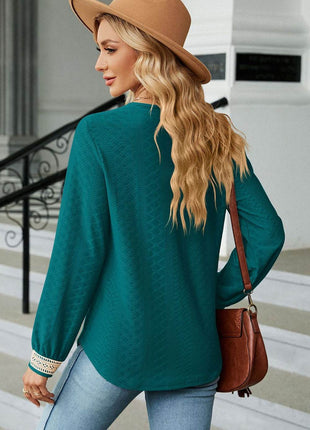 V-Neck Long Sleeve Blouse - MimiStylez