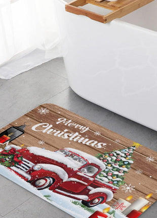 Christmas Carpet Red Christmas Tree Snowman Mat