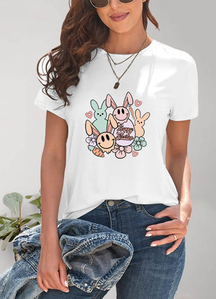 Graphic Round Neck Short Sleeve T-Shirt - MimiStylez
