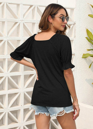 Ruched Short Sleeve Blouse - MimiStylez