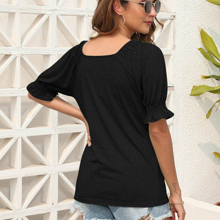 Ruched Short Sleeve Blouse - MimiStylez