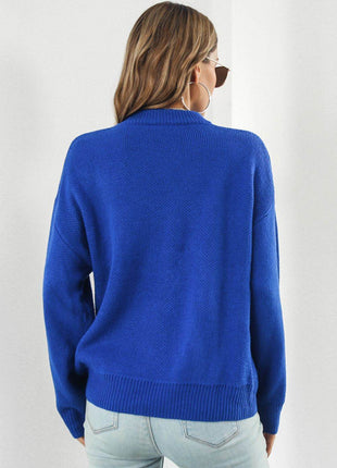 Flower Graphic Drop Shoulder Sweater - MimiStylez