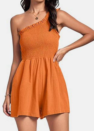 Smocked Single Shoulder Romper - MimiStylez