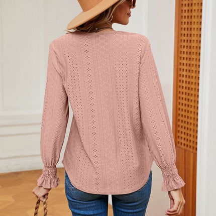 Contrast Flounce Sleeve Blouse - MimiStylez