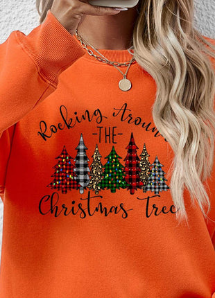 Christmas Tree Graphic Round Neck Sweatshirt - MimiStylez