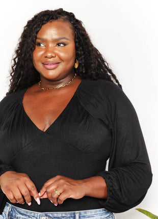 Culture Code Full Size V- Neck Bodysuit - MimiStylez