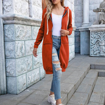 Zip-Up Longline Hoodie with Pockets - MimiStylez