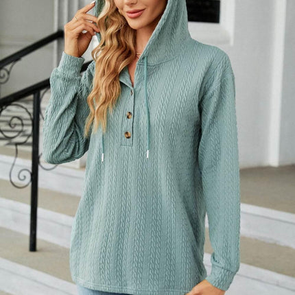 Cable-Knit Long Sleeve Hoodie - MimiStylez