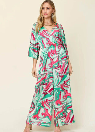 Double Take Full Size Half Sleeve Wide Leg Jumpsuit - MimiStylez