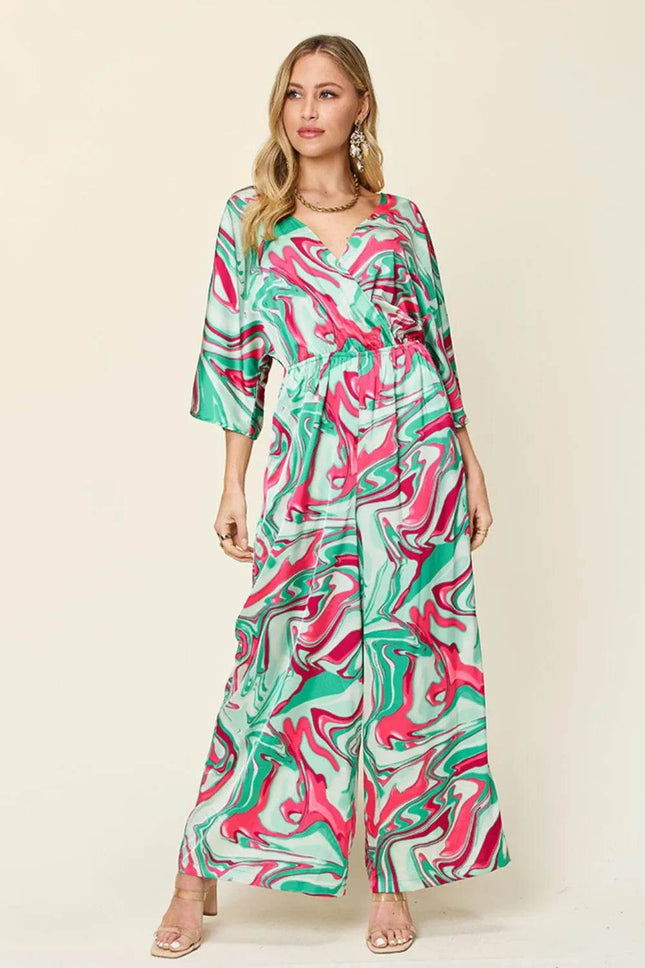 Double Take Full Size Half Sleeve Wide Leg Jumpsuit - MimiStylez