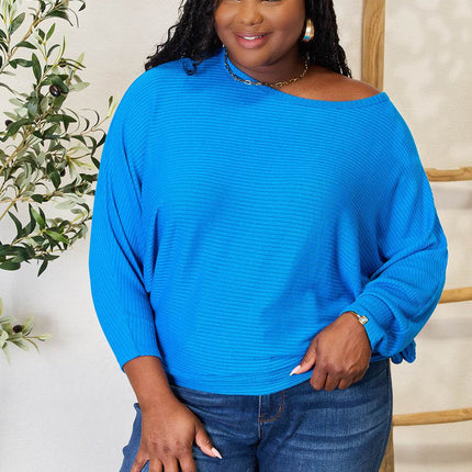Zenana Full Size Round Neck Batwing Sleeve Blouse - MimiStylez