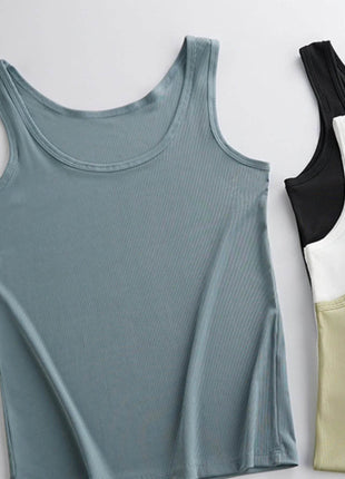 Plus Size Ribbed Scoop Neck Tank Top - MimiStylez