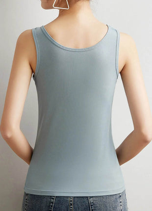 Plus Size Ribbed Scoop Neck Tank Top - MimiStylez