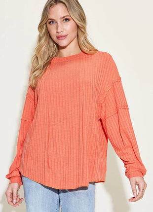 Basic Bae Full Size Ribbed Round Neck Long Sleeve T-Shirt - MimiStylez