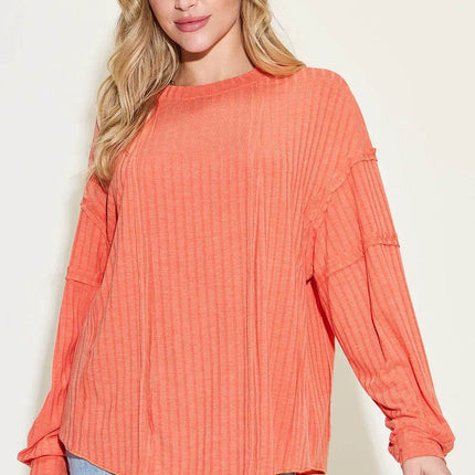 Basic Bae Full Size Ribbed Round Neck Long Sleeve T-Shirt - MimiStylez