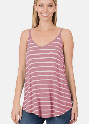 Zenana Striped Curved Hem Cami - MimiStylez