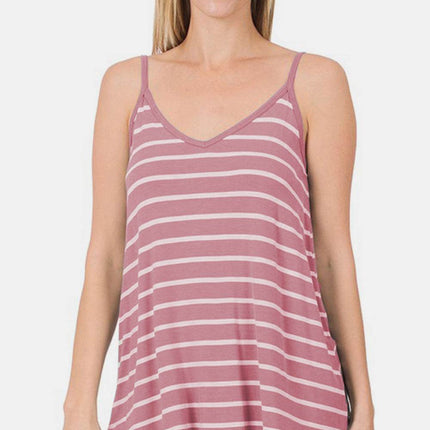 Zenana Striped Curved Hem Cami - MimiStylez
