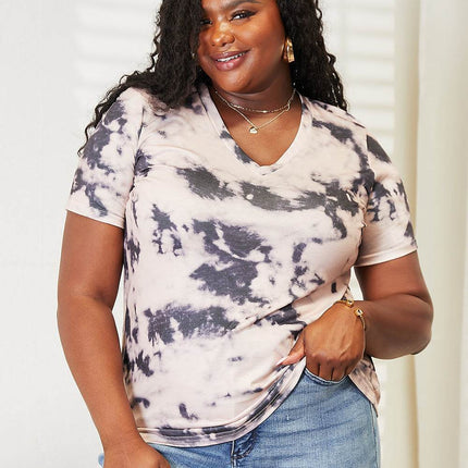 Double Take Tie-Dye V-Neck T-Shirt - MimiStylez