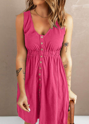 Sleeveless Button Down Mini Magic Dress - MimiStylez