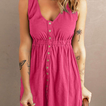 Sleeveless Button Down Mini Magic Dress - MimiStylez
