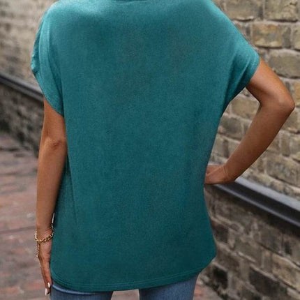 Heathered V-Neck Short Sleeve T-Shirt - MimiStylez
