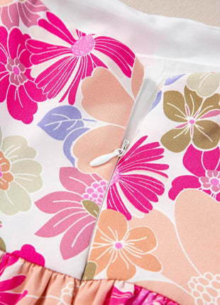 Printed Square Neck Half Sleeve Mini Dress - MimiStylez