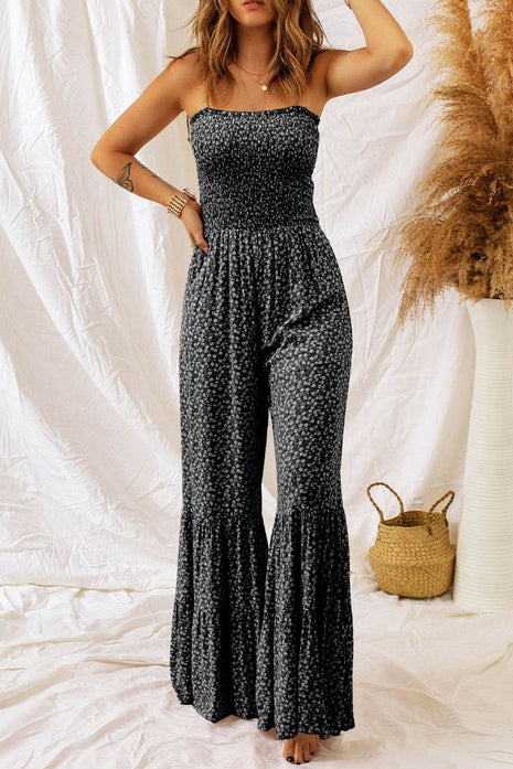 Floral Spaghetti Strap Wide Leg Jumpsuit - MimiStylez