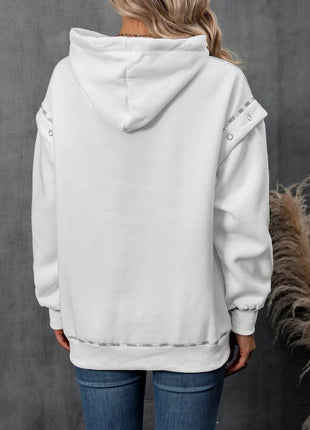 Drawstring Kangaroo Pocket Dropped Shoulder Hoodie - MimiStylez