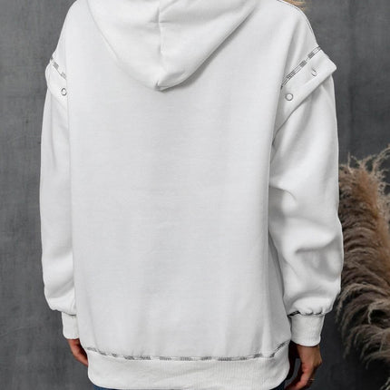 Drawstring Kangaroo Pocket Dropped Shoulder Hoodie - MimiStylez