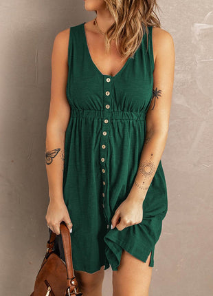 Sleeveless Button Down Mini Magic Dress - MimiStylez