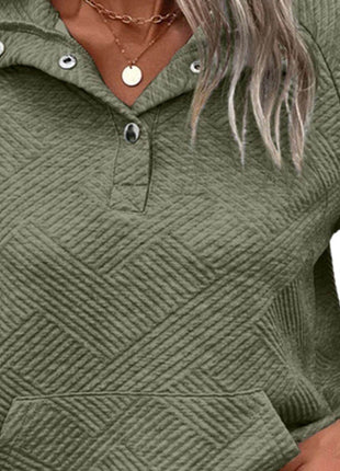 Geometric Snap Button Long Sleeve Sweatshirt - MimiStylez