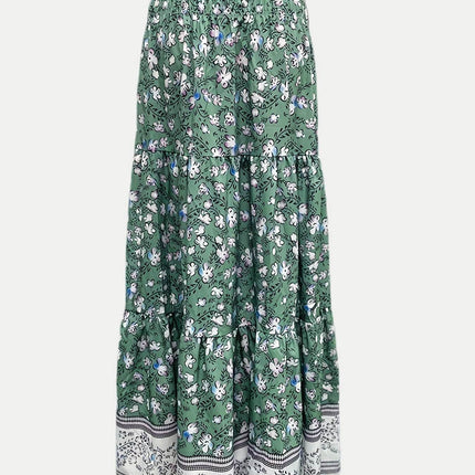 Full Size Tiered Printed Elastic Waist Skirt - MimiStylez