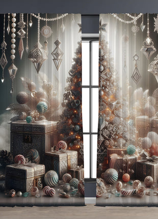 2PCs Christmas Curtain 3D Printing Curtain