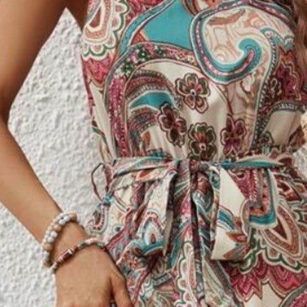 Tied Floral Sleeveless Dress - MimiStylez