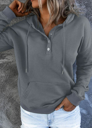 Dropped Shoulder Long Sleeve Hoodie with Pocket - MimiStylez