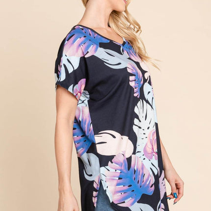 BOMBOM Printed Round Neck Short Sleeve T-Shirt - MimiStylez
