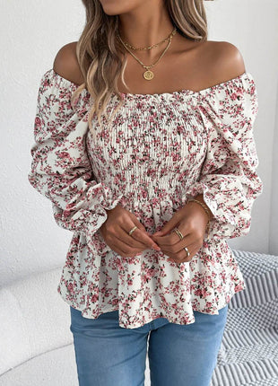 Floral Square Neck Flounce Sleeve Blouse - MimiStylez