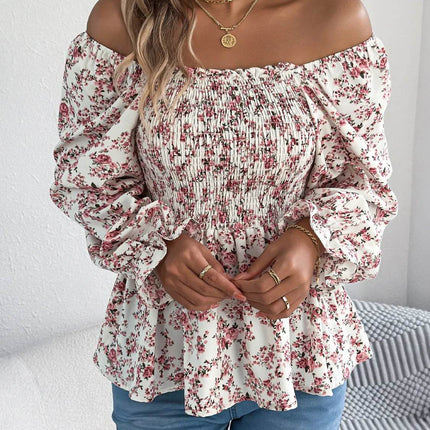 Floral Square Neck Flounce Sleeve Blouse - MimiStylez