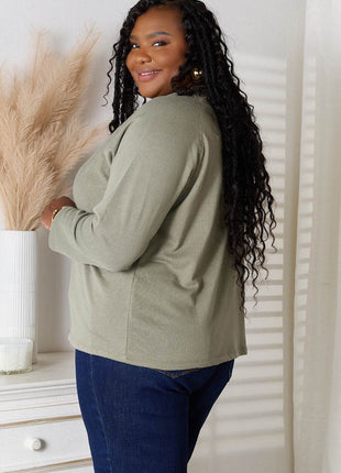 Culture Code Full Size V-Neck Long Sleeve T-Shirt - MimiStylez