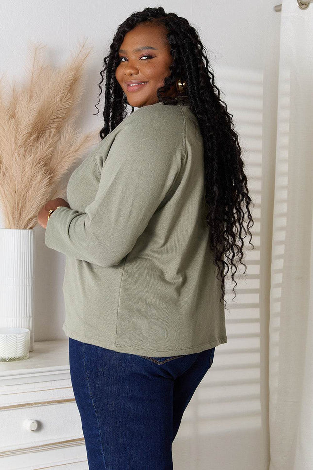 Culture Code Full Size V-Neck Long Sleeve T-Shirt - MimiStylez