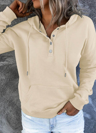 Dropped Shoulder Long Sleeve Hoodie with Pocket - MimiStylez