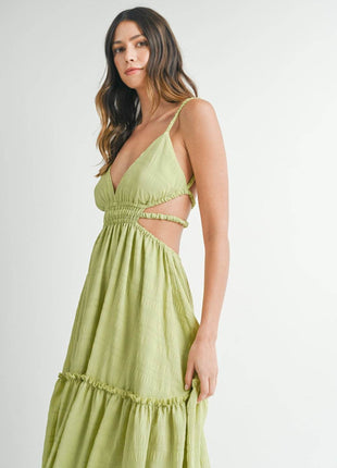 MABLE Cutout Waist Backless Maxi Dress - MimiStylez