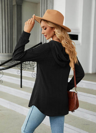 Long Sleeve Hooded Blouse - MimiStylez